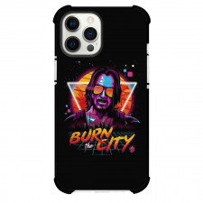 Cyberpunk 2077 Johnny Silverhands Phone Case For iPhone and Samsung Galaxy Devices - Johnny Silverhands Burn The City PopArt Black Background