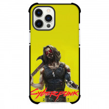 Cyberpunk 2077 Johnny Silverhands Phone Case For iPhone and Samsung Galaxy Devices - Johnny Silverhands Holding Guitar On Yellow Background