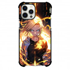Dragon Ball Android 18 Phone Case For iPhone And Samsung Galaxy Devices - Android 18 Illustration Blue Background