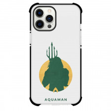 DC Aquaman Phone Case For iPhone and Samsung Galaxy Devices - Aquaman And The Lost Kingdom Green Silhouette On Yellow Background