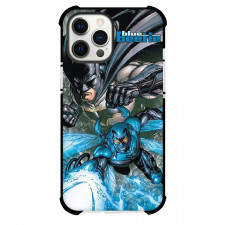 Blue Beetle Phone Case For iPhone And Samsung Galaxy Devices - Blue Beetle And Batman Attack Mode Comic Art