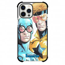 Blue Beetle Phone Case For iPhone And Samsung Galaxy Devices - Blue Beetle And Booster Gold Portrait Comic Art