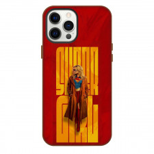 Supergirl Phone Case For iPhone Samsung Galaxy Pixel OnePlus Vivo Xiaomi Asus Sony Motorola Nokia - Supergirl Walking Portrait Poster In Red Background