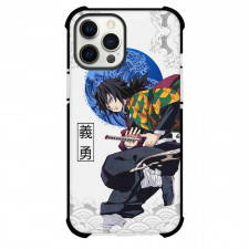 Demon Slayer Giyu Tomioka Phone Case For iPhone Samsung Galaxy Pixel OnePlus Vivo Xiaomi Asus Sony Motorola Nokia - Giyu Tomioka Wallpaper Art Gray Background
