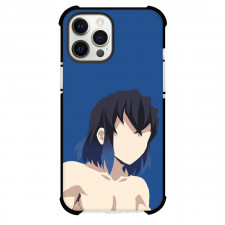 Demon Slayer Inosuke Hashibira Phone Case For iPhone And Samsung Galaxy Devices - Inosuke Hashibira Portrait Minimalist On Blue Background