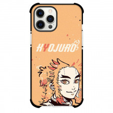 Demon Slayer Kyojuro Rengoku Phone Case For iPhone And Samsung Galaxy Devices - Kyojuro Rengoku Illustration On Orange Background