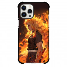 Demon Slayer Kyojuro Rengoku Phone Case For iPhone Samsung Galaxy Pixel OnePlus Vivo Xiaomi Asus Sony Motorola Nokia - Kyojuro Rengoku Side Portrait Flames Background