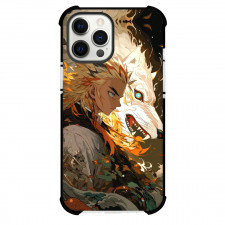 Demon Slayer Kyojuro Rengoku Phone Case For iPhone Samsung Galaxy Pixel OnePlus Vivo Xiaomi Asus Sony Motorola Nokia - Kyojuro Rengoku White Wolf Background