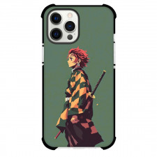 Demon Slayer Tanjiro Kamado Phone Case For iPhone Samsung Galaxy Pixel OnePlus Vivo Xiaomi Asus Sony Motorola Nokia - Tanjiro Kamado Standing Side Portrait Green Background