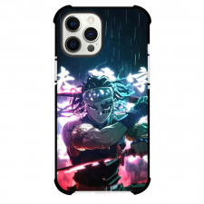 Demon Slayer Uzui Tengen Phone Case For iPhone Samsung Galaxy Pixel OnePlus Vivo Xiaomi Asus Sony Motorola Nokia - Uzui Tengen Two Swords Japanese Characters Raining Background