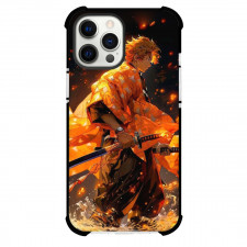 Demon Slayer Zenitsu Agatsuma Phone Case For iPhone Samsung Galaxy Pixel OnePlus Vivo Xiaomi Asus Sony Motorola Nokia - Zenitsu Agatsuma Standing Side Portrait in Flames