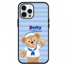 Duffy And Friends Duffy Phone Case For iPhone and Samsung Galaxy Devices - Duffy Standing On Blue Stripe The Disney Bear Poster