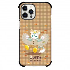 Duffy And Friends Gelatoni Phone Case For iPhone and Samsung Galaxy Devices - Gelatoni Flying On Brown Checkered Background