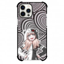 Danganronpa Junko Enoshima Phone Case For iPhone Samsung Galaxy Pixel OnePlus Vivo Xiaomi Asus Sony Motorola Nokia - Junko Enoshima Wear Bear Dress with Heart Pattern Background