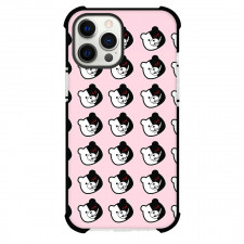 Danganronpa Monokuma Phone Case For iPhone Samsung Galaxy Pixel OnePlus Vivo Xiaomi Asus Sony Motorola Nokia - Monokuma Bear Face with Pink Pattern Background