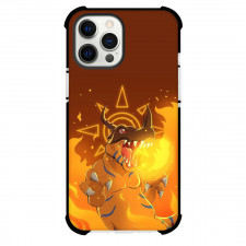 Digimon Greymon Case For iPhone Samsung Galaxy Pixel OnePlus Vivo Xiaomi Asus Sony Motorola Nokia - Greymon Fire Attack In Maroon Background