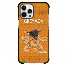 Digimon Greymon Case For iPhone Samsung Galaxy Pixel OnePlus Vivo Xiaomi Asus Sony Motorola Nokia - Greymon Portrait Poster In Honeycombs Background