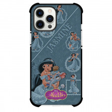 Disney Aladdin Jasmine Phone Case For iPhone And Samsung Galaxy Devices - Jasmine Collage On Blue Background