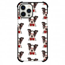 Boston Terrier Dog Phone Case For iPhone and Samsung Galaxy Devices - Boston Terrier Dog Wearing Eyewear Pattern Art On White Background