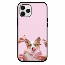 Corgi Dog Phone Case For iPhone and Samsung Galaxy Devices - Corgi Dog Grooming On Pink Background