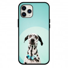 Dalmatian Dog Phone Case For iPhone and Samsung Galaxy Devices - Dalmatian Dog Portrait On Cyan Background