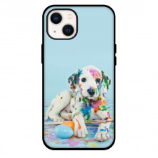 Dalmatian Dog Phone Case For iPhone and Samsung Galaxy Devices - Dalmatian Dog Sitting On Blue Background