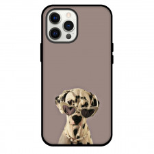 Dalmatian Dog Phone Case For iPhone and Samsung Galaxy Devices - Dalmatian Dog Wearing Glass On Brown Background