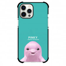 The Bufeo Colorado Phone Case For iPhone and Samsung Galaxy Devices - Pinky The Bufeo Colorado Portrait On Cyan Background