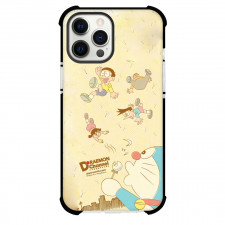 Doraemon Phone Case For iPhone Samsung Galaxy Pixel OnePlus Vivo Xiaomi Asus Sony Motorola Nokia - Characters Falling Yellow Polkadots Background