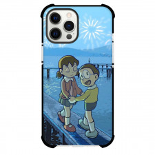 Doraemon Nobita Phone Case For iPhone Samsung Galaxy Pixel OnePlus Vivo Xiaomi Asus Sony Motorola Nokia - Nobita Shizuka Fireworks Background