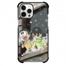 Doraemon Nobita Phone Case For iPhone Samsung Galaxy Pixel OnePlus Vivo Xiaomi Asus Sony Motorola Nokia - Nobita Shizuka Playing Snow Illustration