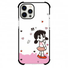 Doraemon Shizuka Phone Case For iPhone Samsung Galaxy Pixel OnePlus Vivo Xiaomi Asus Sony Motorola Nokia - Shizuka Back Portrait Hearts Background