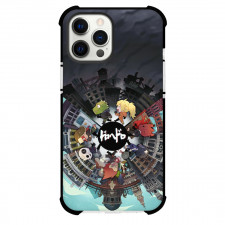 Dorohedoro Phone Case For iPhone Samsung Galaxy Pixel OnePlus Vivo Xiaomi Asus Sony Motorola Nokia - Dorohedoro Chibi Characters Running Around the Circle on Buildings Background
