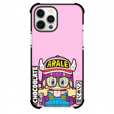 Dr.Slump Arale Norimaki Phone Case For iPhone And Samsung Galaxy Devices - Arale Norimaki Chocolate Pink Background