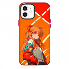 Neon Genesis Evangelion Asuka Langley Sohryu Phone Case For iPhone Samsung Galaxy Pixel OnePlus Vivo Xiaomi Asus Sony Motorola Nokia - Asuka Langley Sohryu Standing Anime Art On Orange Background