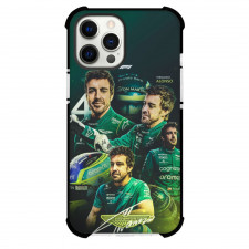F1 Formula One Fernando Alonso Case For iPhone Samsung Galaxy Pixel OnePlus Vivo Xiaomi Asus Sony Motorola Nokia - Green Graphic Design Poster