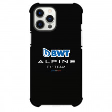 F1 Formula One Alpine Phone Case For iPhone And Samsung Galaxy Devices - Alpine F1 Team And BWT Logo On Black Background