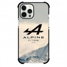F1 Formula One Team Alpine Case For iPhone Samsung Galaxy Pixel OnePlus Vivo Xiaomi Asus Sony Motorola Nokia - Logo Poster Snowcap Mountain Background