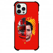 F1 Formula One Carlos Sainz Phone Case For iPhone And Samsung Galaxy Devices - Carlos Sainz Half Face Essere Ferrari Poster Red Background