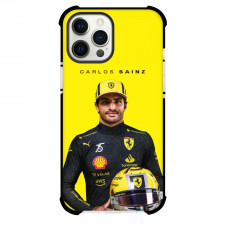 F1 Formula One Carlos Sainz Case For iPhone Samsung Galaxy Pixel OnePlus Vivo Xiaomi Asus Sony Motorola Nokia - Minimalist Portrait Yellow Background