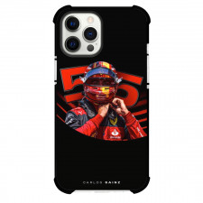 F1 Formula One Carlos Sainz Case For iPhone Samsung Galaxy Pixel OnePlus Vivo Xiaomi Asus Sony Motorola Nokia - Wearing Helmet Black Background