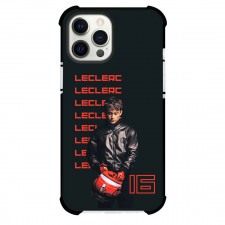 F1 Formula One Charles Leclerc Phone Case For iPhone Samsung Galaxy Pixel OnePlus Vivo Xiaomi Asus Sony Motorola Nokia - Charles Leclerc 16 Standing On Word Art Black Background And Holding Helmet
