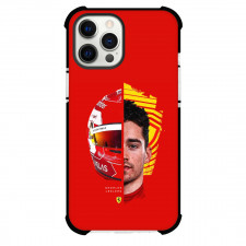 F1 Formula One Charles Leclerc Phone Case For iPhone And Samsung Galaxy Devices - Charles Leclerc Half Face Essere Ferrari Poster Red Background