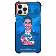 F1 Formula One Esteban Ocon Phone Case For iPhone And Samsung Galaxy Devices - Esteban Ocon Portrait On Blue Background