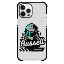 F1 Formula One George Russell Case For iPhone Samsung Galaxy Pixel OnePlus Vivo Xiaomi Asus Sony Motorola Nokia - Minimalist Logo Gray Background