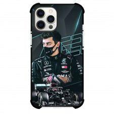 F1 Formula One George Russell Case For iPhone Samsung Galaxy Pixel OnePlus Vivo Xiaomi Asus Sony Motorola Nokia - Side Pose Geometric Background