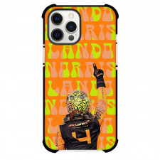 F1 Formula One Lando Norris Phone Case For iPhone Samsung Galaxy Pixel OnePlus Vivo Xiaomi Asus Sony Motorola Nokia - Lando Norris Standing Back And Raising Hand On Orange Word Art Background
