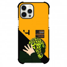 F1 Formula One Lando Norris Phone Case For iPhone Samsung Galaxy Pixel OnePlus Vivo Xiaomi Asus Sony Motorola Nokia - Lando Norris Wear Helmet Illustration Art On Orange Black Background