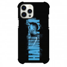 F1 Formula One Lewis Hamilton Phone Case For iPhone And Samsung Galaxy Devices - Lewis Hamilton Side Portrait On Blue Word Art