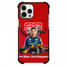F1 Formula One Max Verstappen Phone Case For iPhone Samsung Galaxy Pixel OnePlus Vivo Xiaomi Asus Sony Motorola Nokia - Max Verstappen Portrait With F1 Car On Red Background